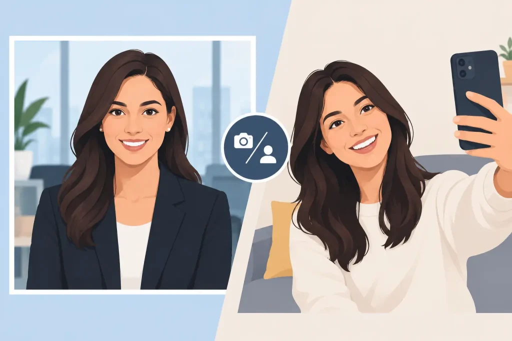 Professional Portraits Versus Selfies for Work